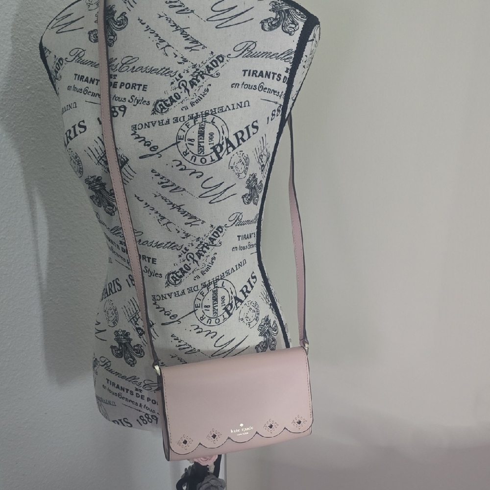 Kate Spade Blush Pink & Metallic Pink Aztec Crossbody Bag (EUC)(LIKE NEW)💕♠️💕 - Picture 2 of 12